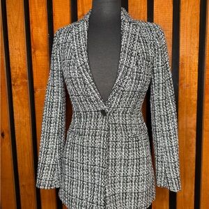 BCBGMaxAzria Black and White Tweed Blazer